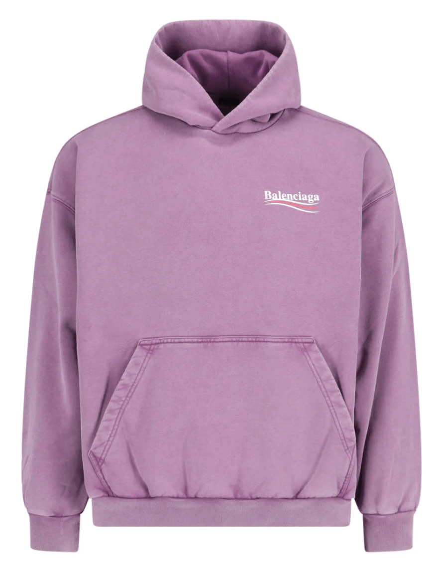 Balenciaga Political Campaign Logo Hooded Sweatshirt Faded Balenciaga Political Campaign Logo Hooded Sweatshirt Faded