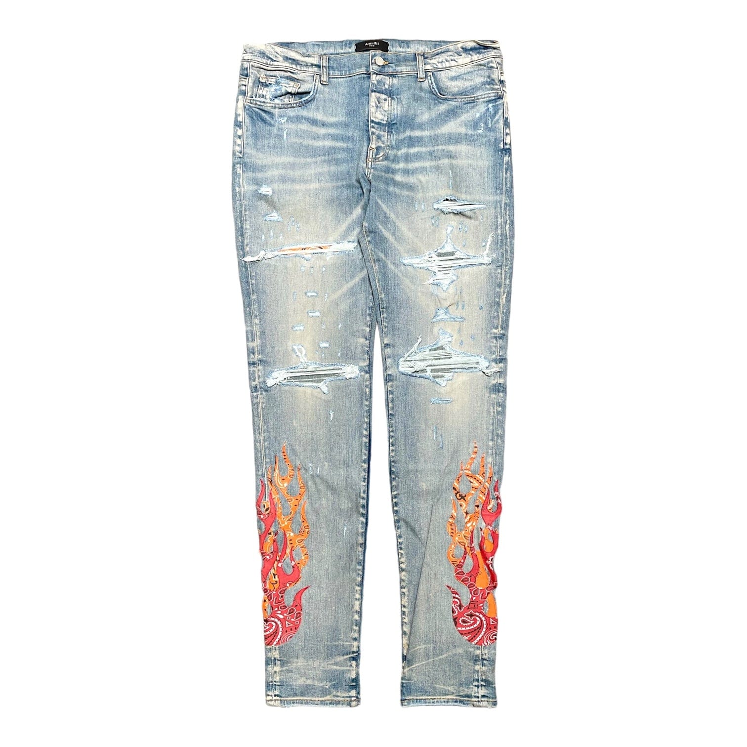Amiri Bandana Flame Jeans Clay Indigo Orange