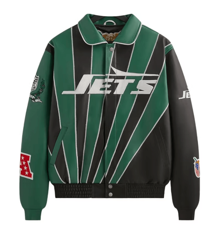 Kith x Jeff Hamilton NFL Jets Leather Varsity Jacket Multicolor Kith x Jeff Hamilton NFL Jets Leather Varsity Jacket Multicolor