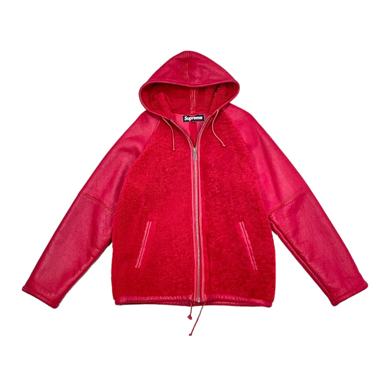 Supreme Reversed Shearling Hooded Jacket Red