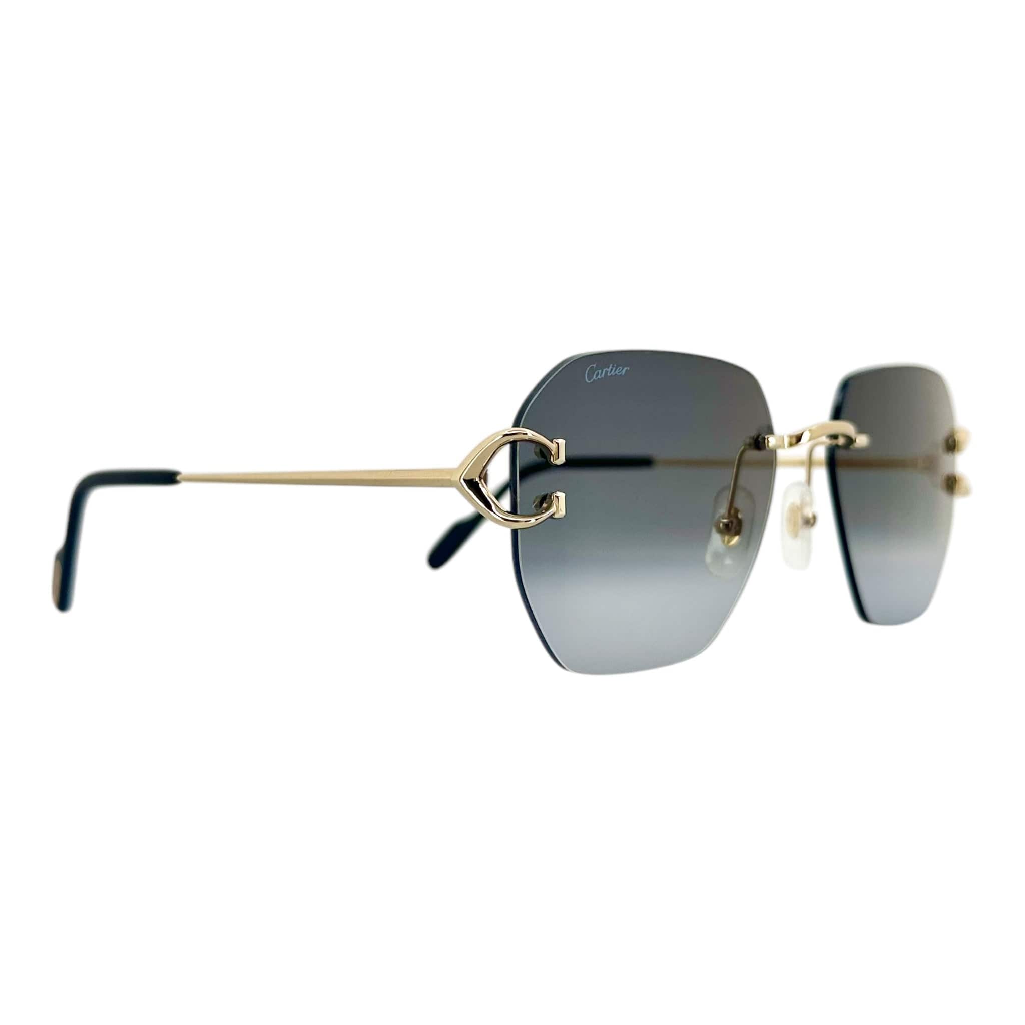 Cartier C Wire Frame Glasses Gold Black