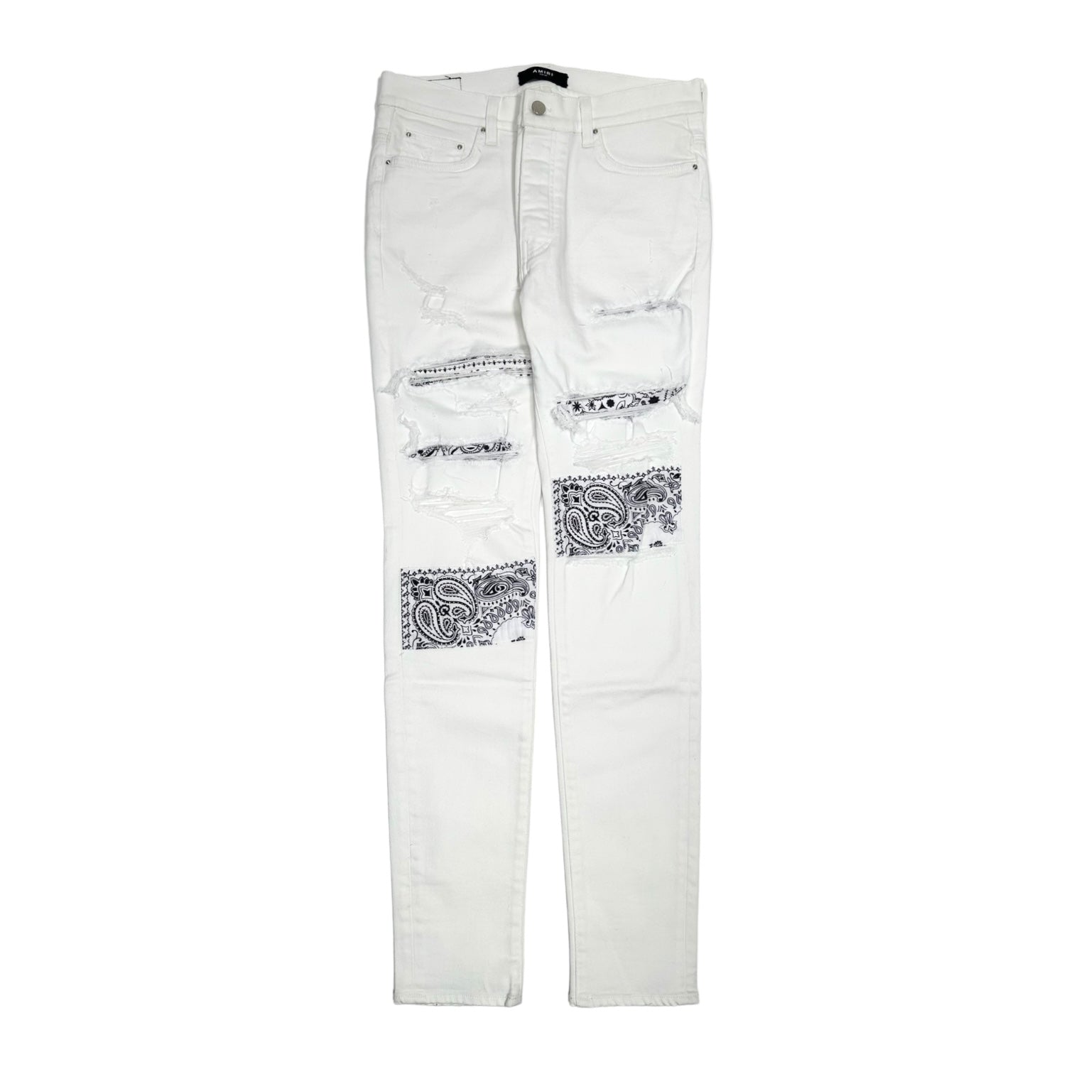 Amiri Vintage Bandana Art Patch Jeans White