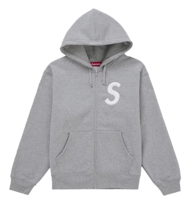 Supreme S Logo Zip Up Hooded Sweatshirt (FW25) Heather Grey Supreme S Logo Zip Up Hooded Sweatshirt (FW25) Heather Grey