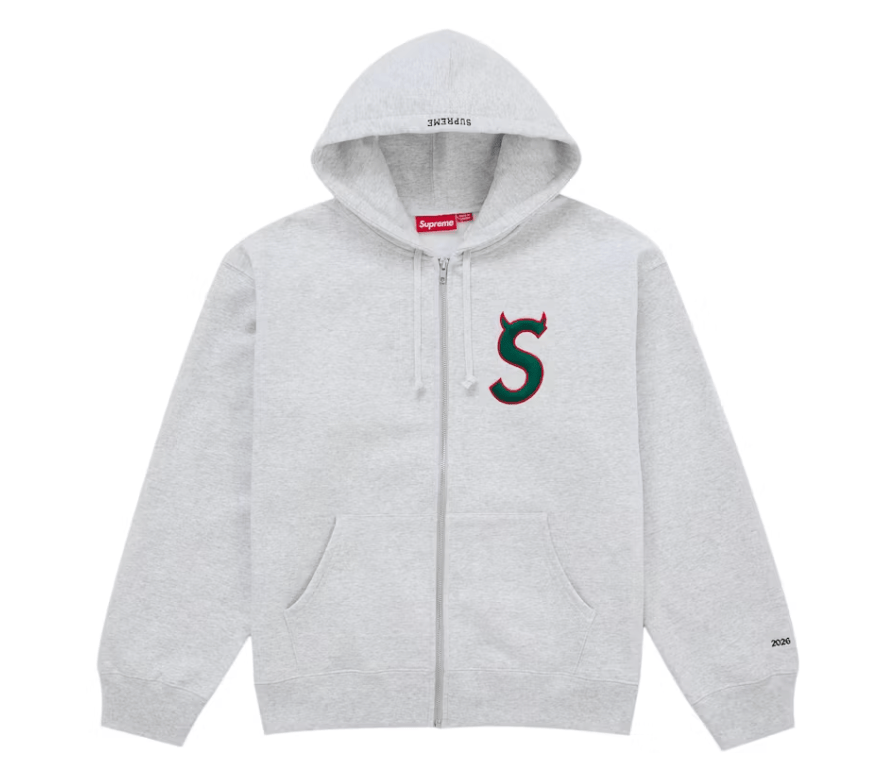 トップス Supreme Devil S Logo Zip Up Hoodie XL Supreme Devil S Logo Zip Up Hooded Sweatshirt Ash Grey