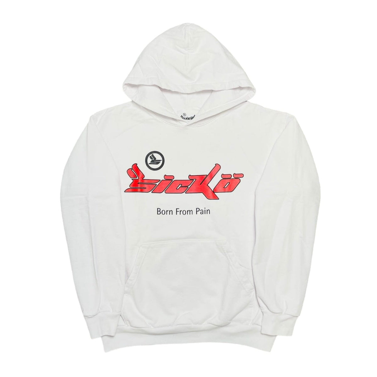 Bornfrompain Sicko OG Pain Hooded Sweatshirt White