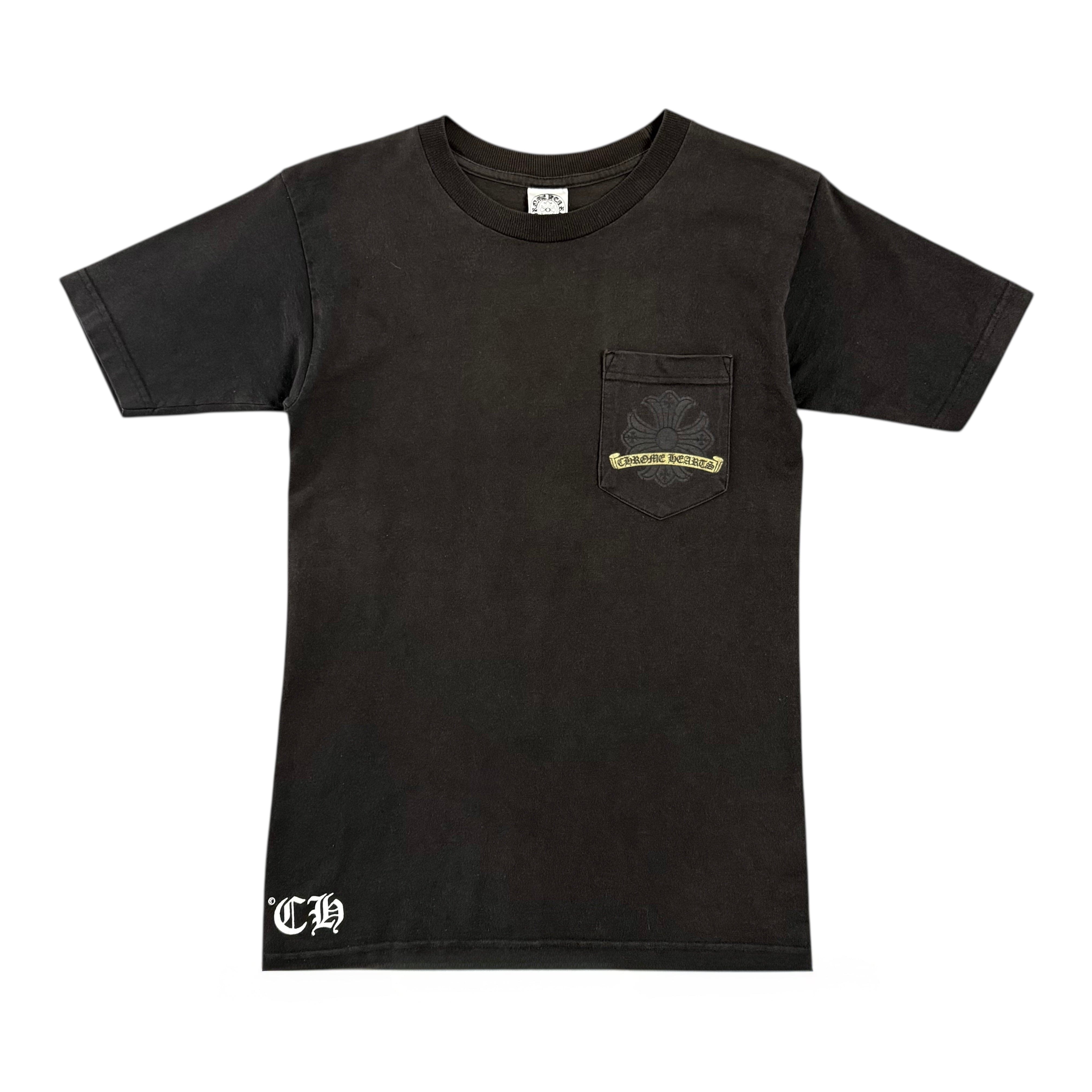 Chrome Hearts Vintage Horseshoe Logo Pocket Short Sleeve Tee Shirt Bla
