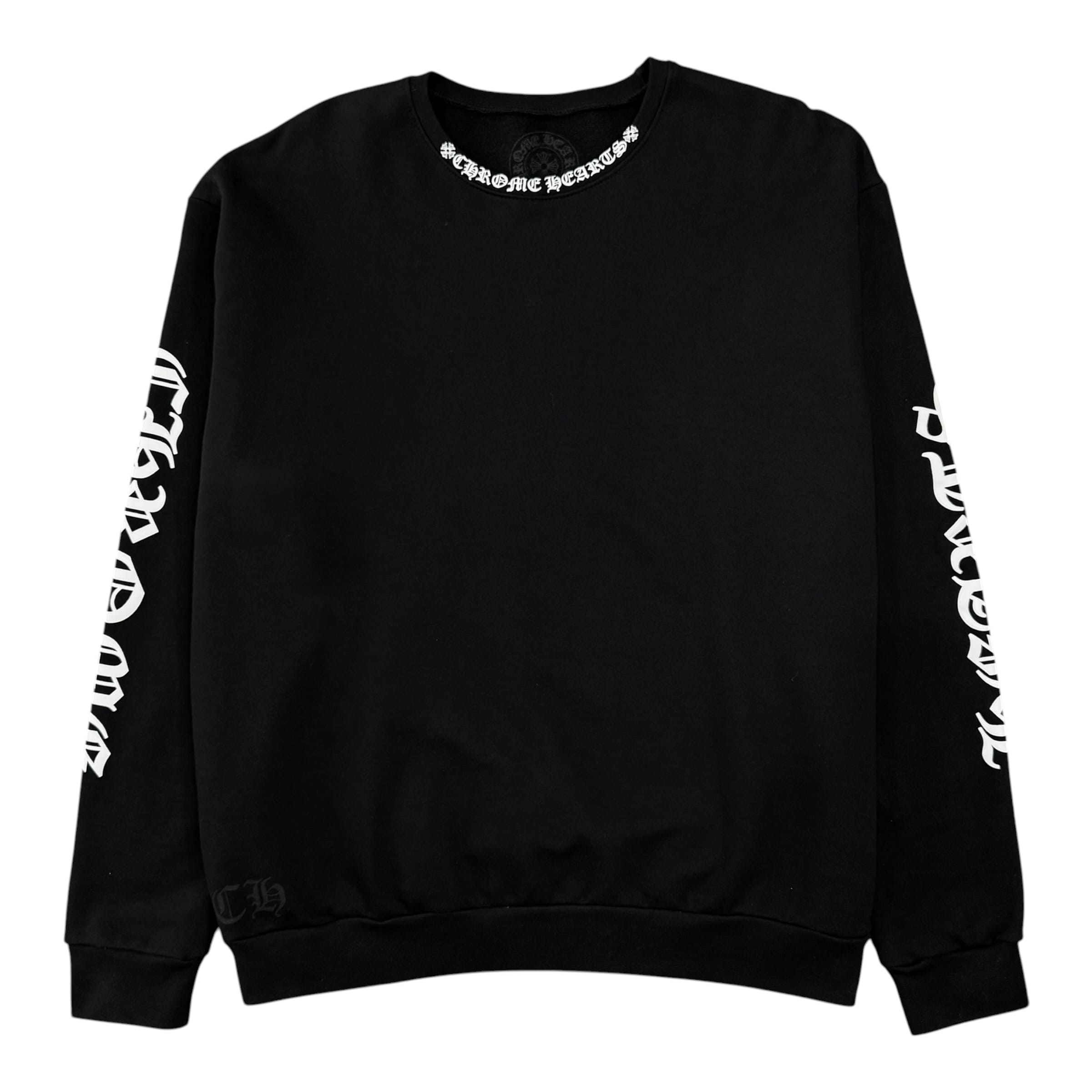 Chrome Hearts Neck Logo Crewneck Sweatshirt Black White