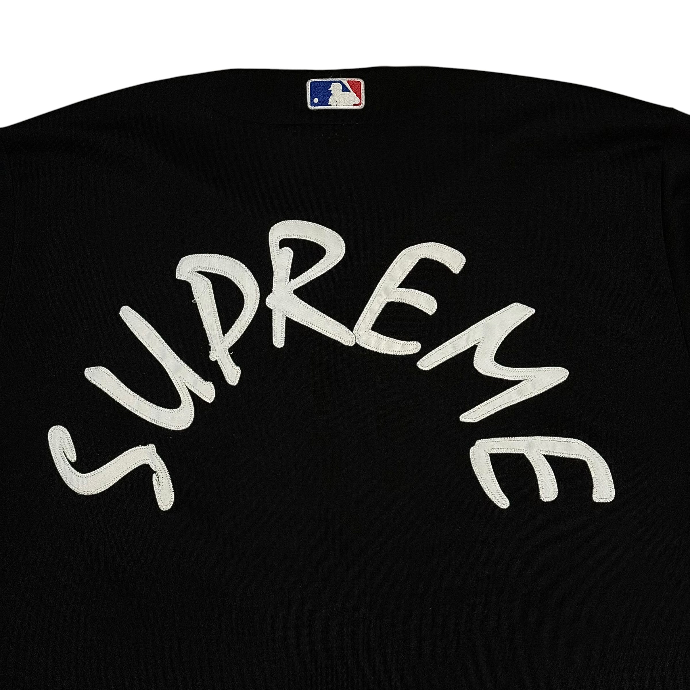 Supreme x New York Yankees Logo Baseball Jersey Black Multi Pre-Owned