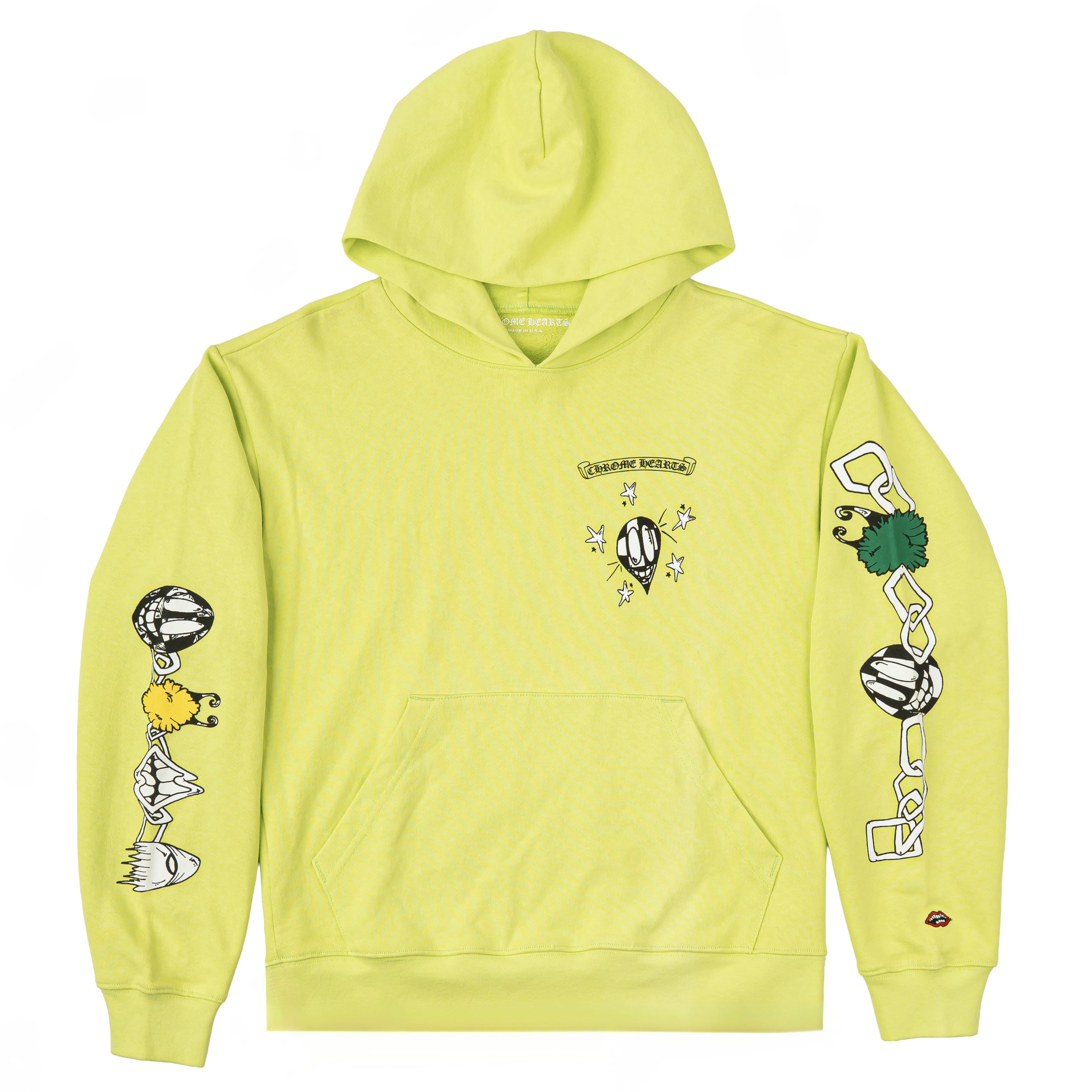 Chrome Hearts x Matty Boy Chain Link Logo Hooded Sweatshirt Volt Green