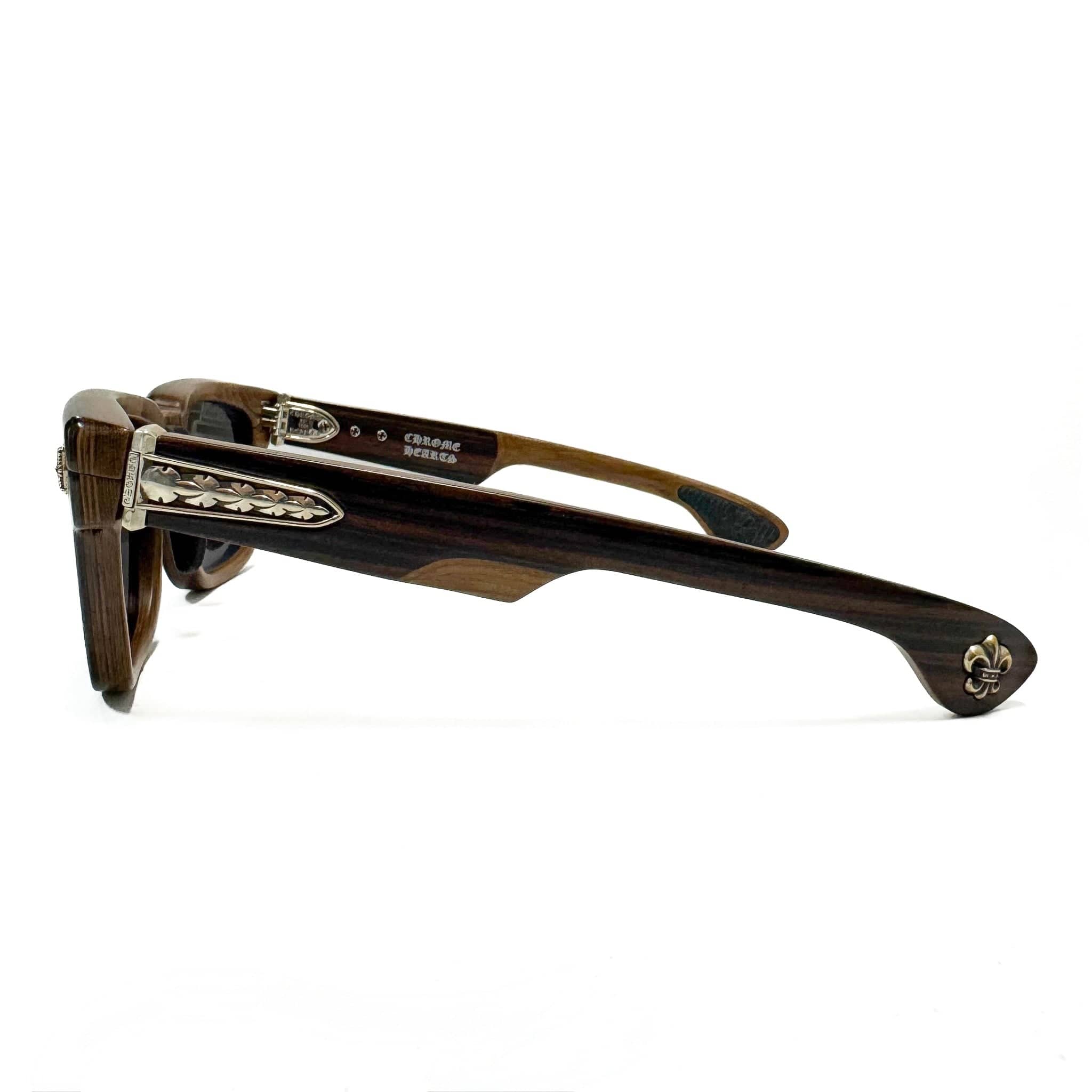 Chrome Hearts Lilith Wood Frame Sunglasses Ebony Walnut Silver
