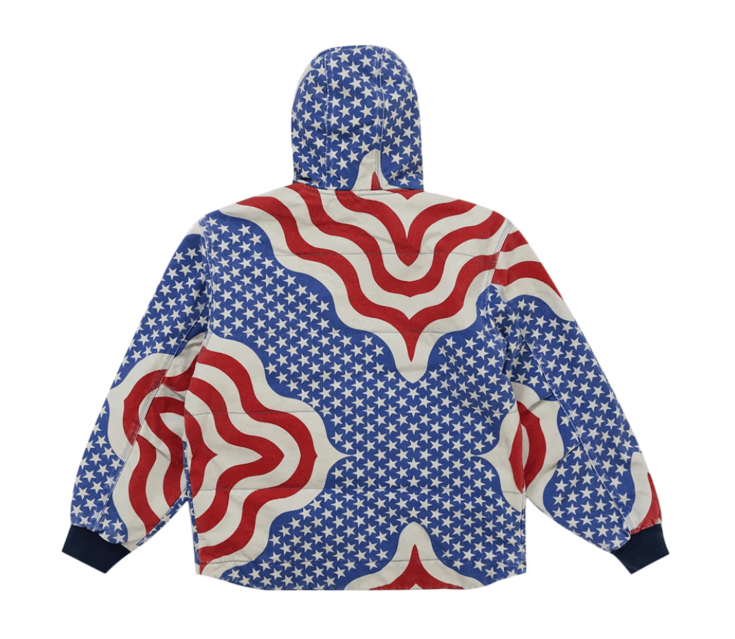 Supreme Flag Quilted Hooded Work Jacket Multicolor