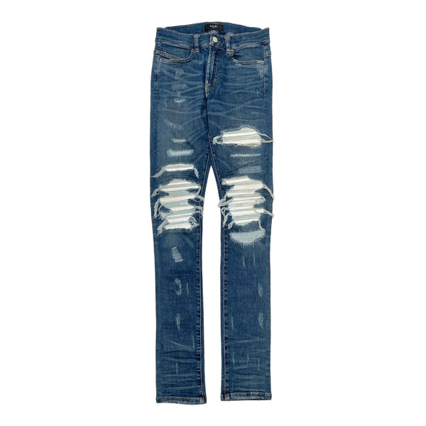 Amiri MX1 Leather Patchwork Jeans Classic Indigo White (2017)