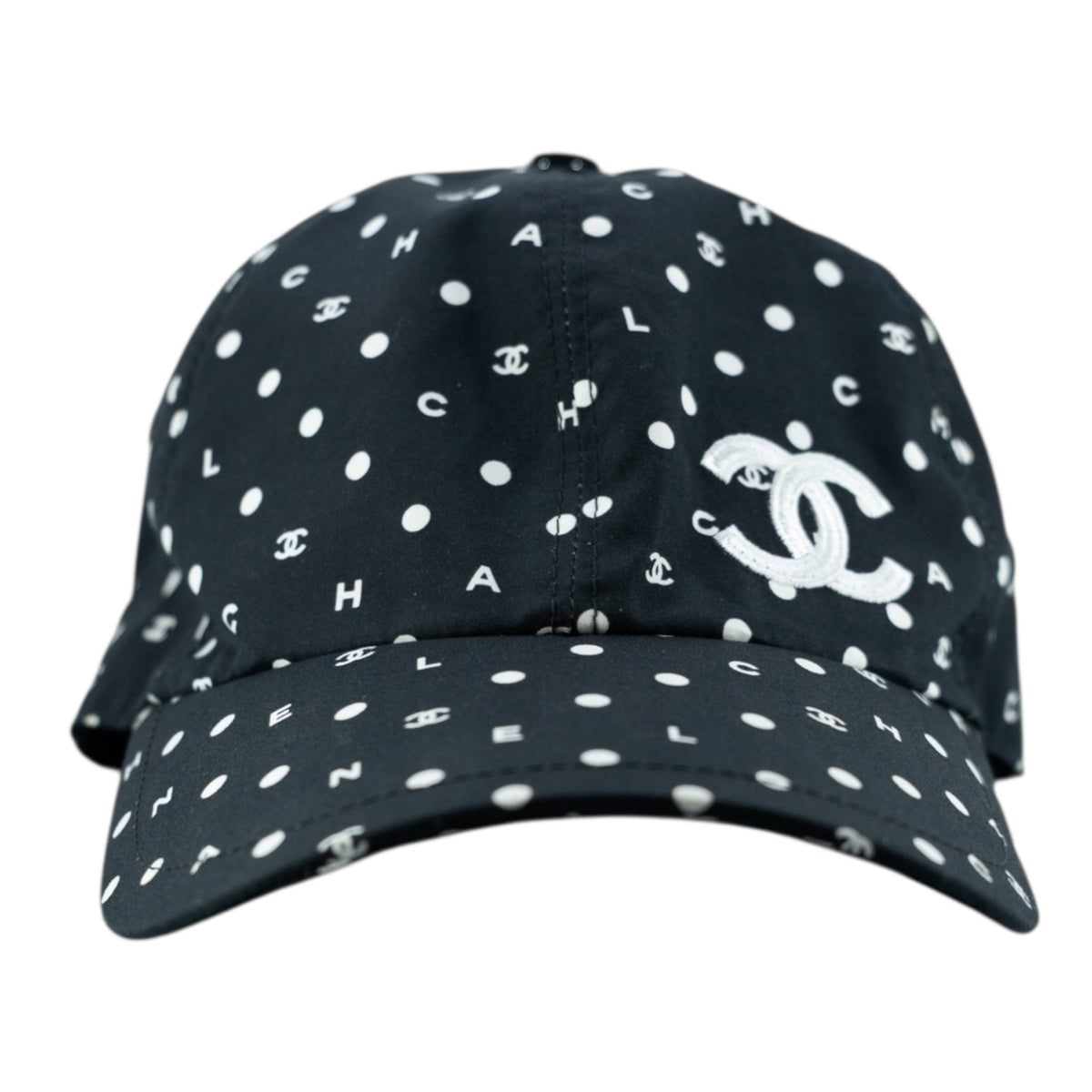 Chanel Denim Polka-Dot Double-C Baseball Cap CHANEL Polka Dot Baseball Cap Black White Cotton | eBay main image 4