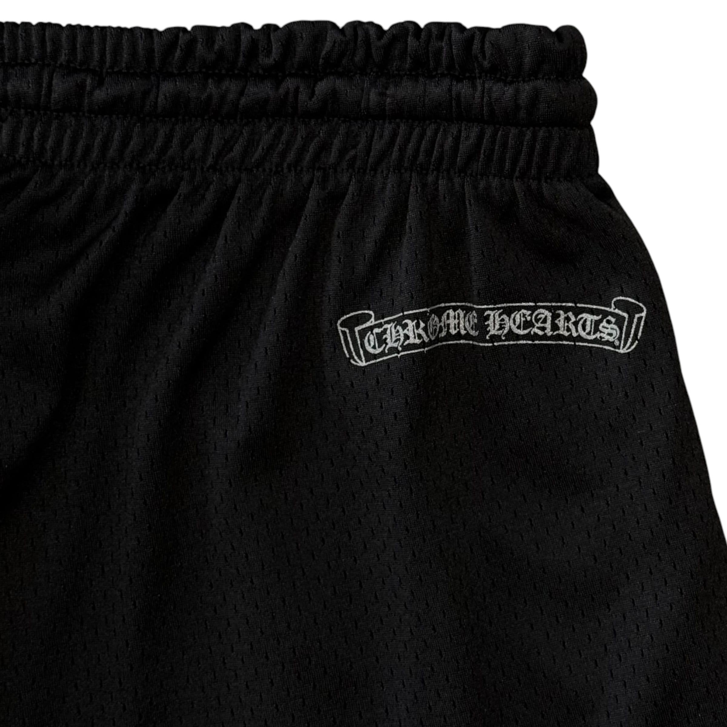Chrome Hearts Sports Mesh Varsity Shorts Black Silver