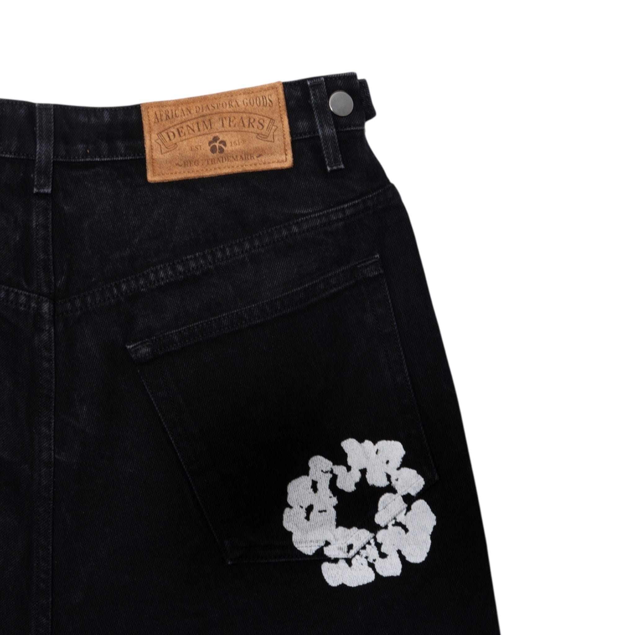 Denim Tears The Cotton Wreath Jean Shorts Black White