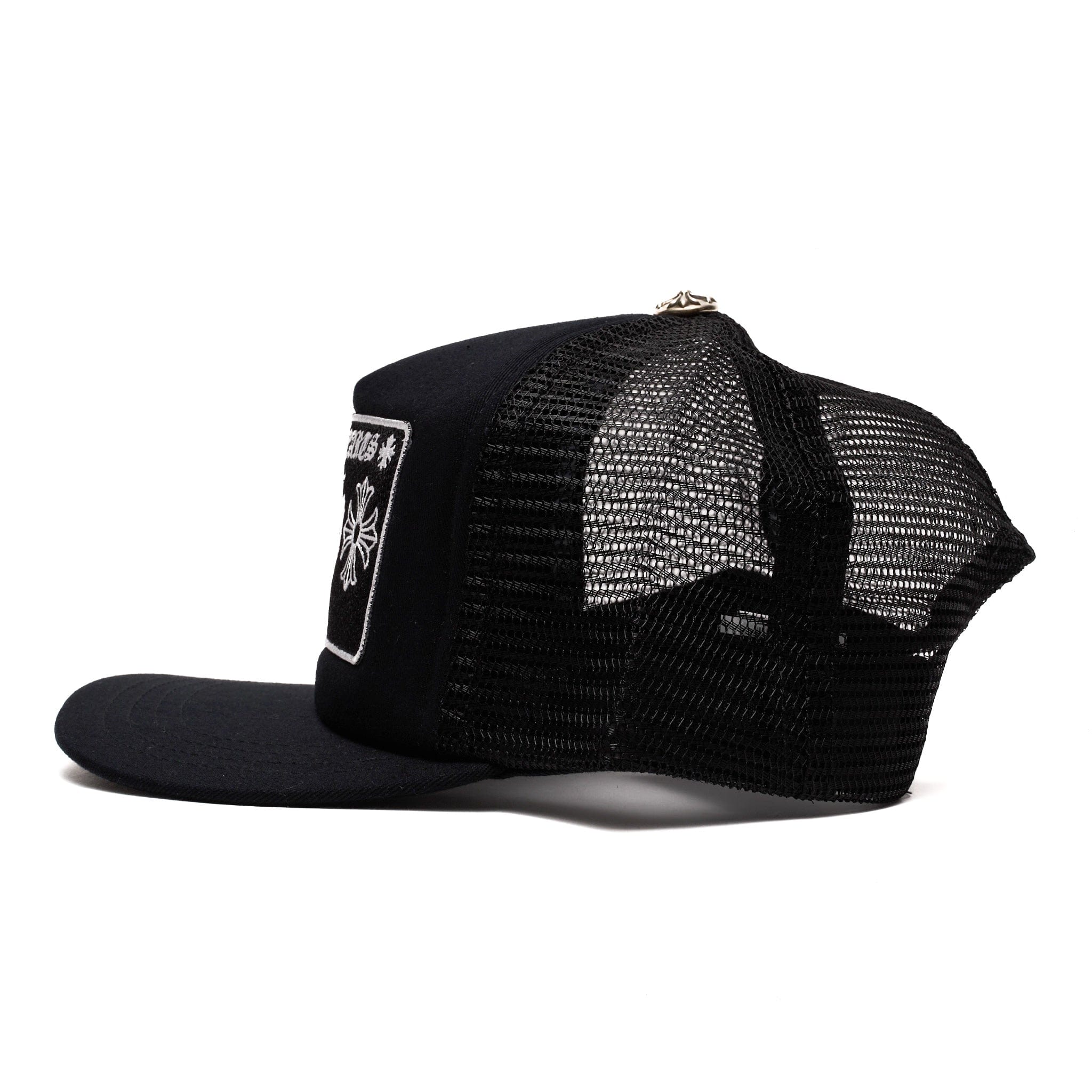 Chrome Hearts Miami Exclusive CH Patch Trucker Hat Black White