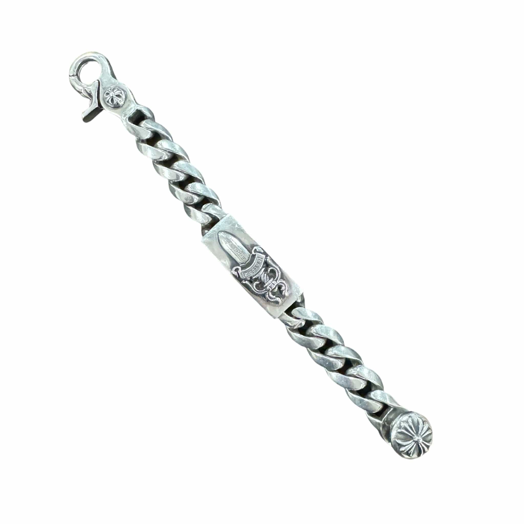 Chrome Hearts Cuban Link Dagger Crossball Bracelet Silver Pre-Owned