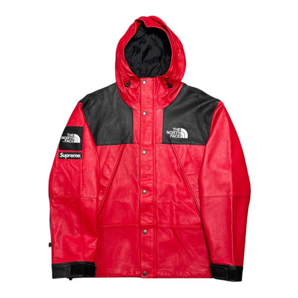 Supreme x The North Face Leather Mountain Parka Jacket Red Black White
