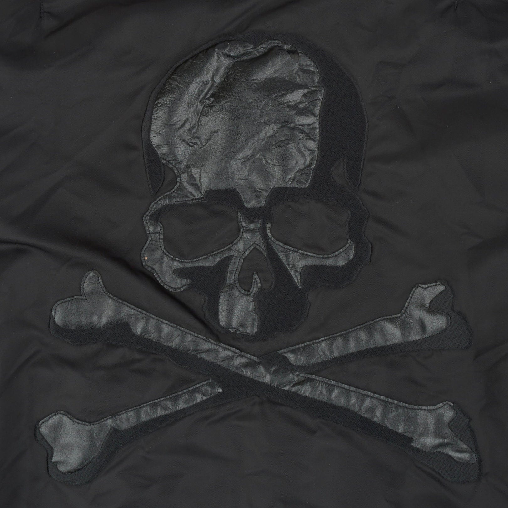 BAPE x Mastermind Japan Leather Patch MA-1 Bomber Jacket Black Black P