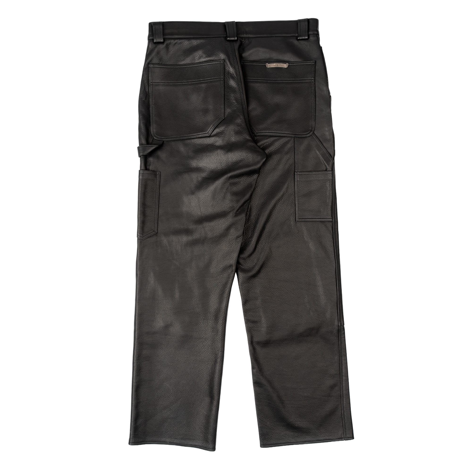 Chrome Hearts Leather Double Knee Leather Carpenter Pants Black