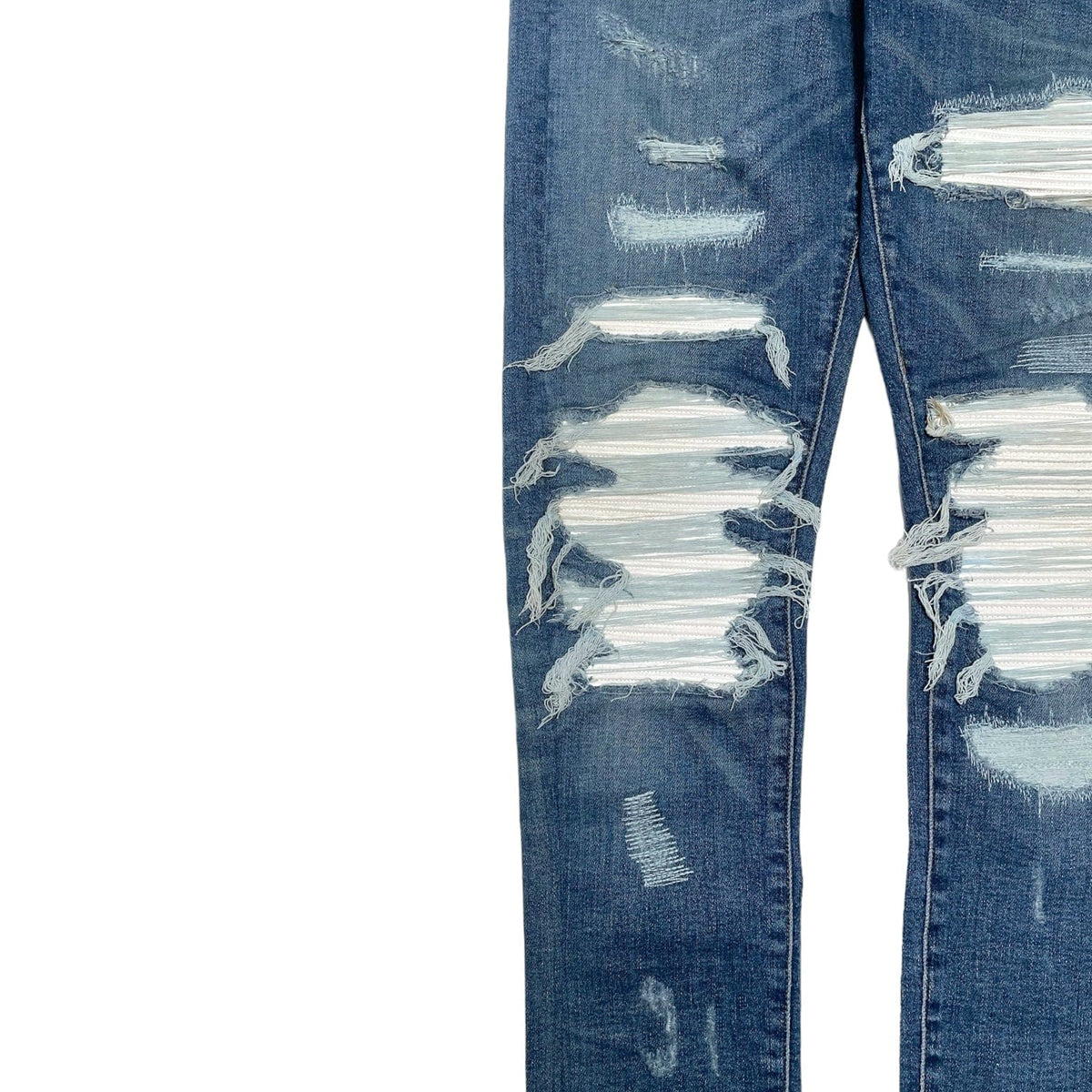 Amiri MX1 Leather Patchwork Jeans Classic Indigo White (2017)