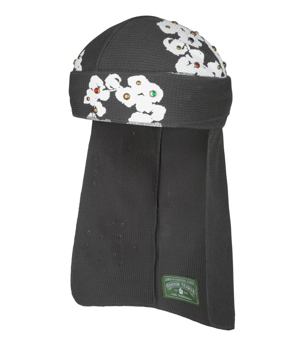Denim Tears Rhinestone Cotton Wreath Durag Vintage Black