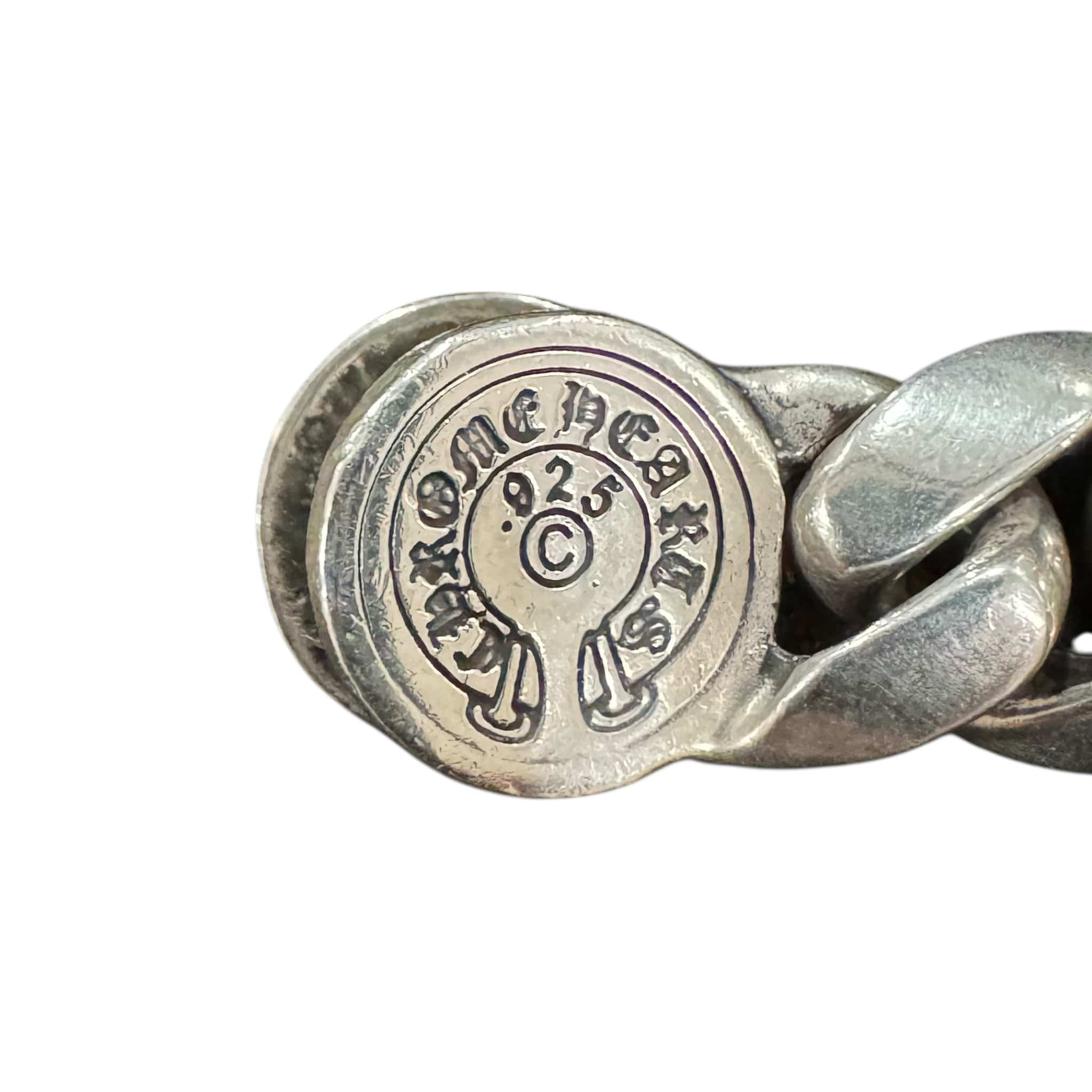 Chrome Hearts Cuban Link Dagger Crossball Bracelet Silver Pre-Owned