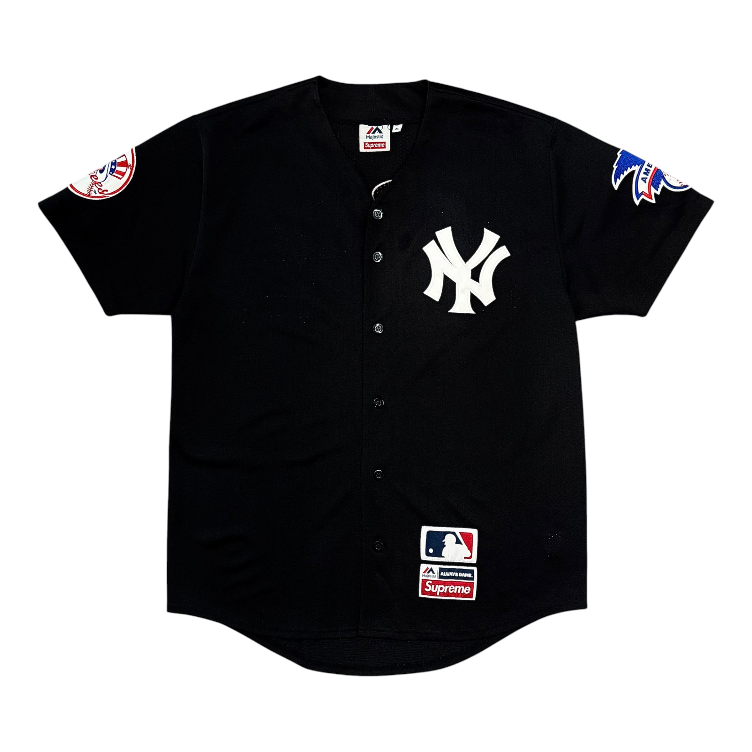 Supreme x New York Yankees Logo Baseball Jersey Black Multi Pre-Owned