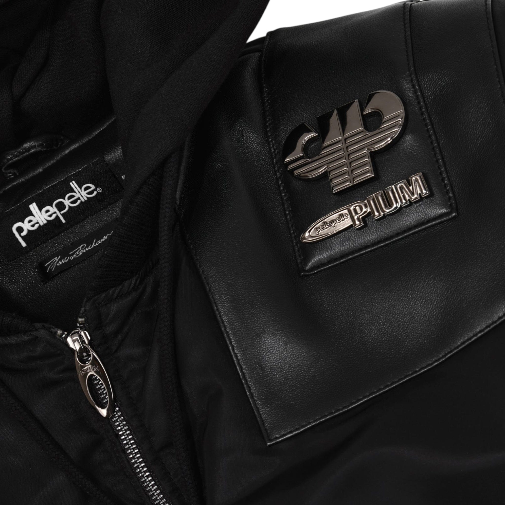 Pelle Pelle x Opium K9 Dogbiter Hooded Leather Bomber Jacket Black Sil Pelle Pelle x Opium K9 Dogbiter Hooded Leather Bomber Jacket Black Sil