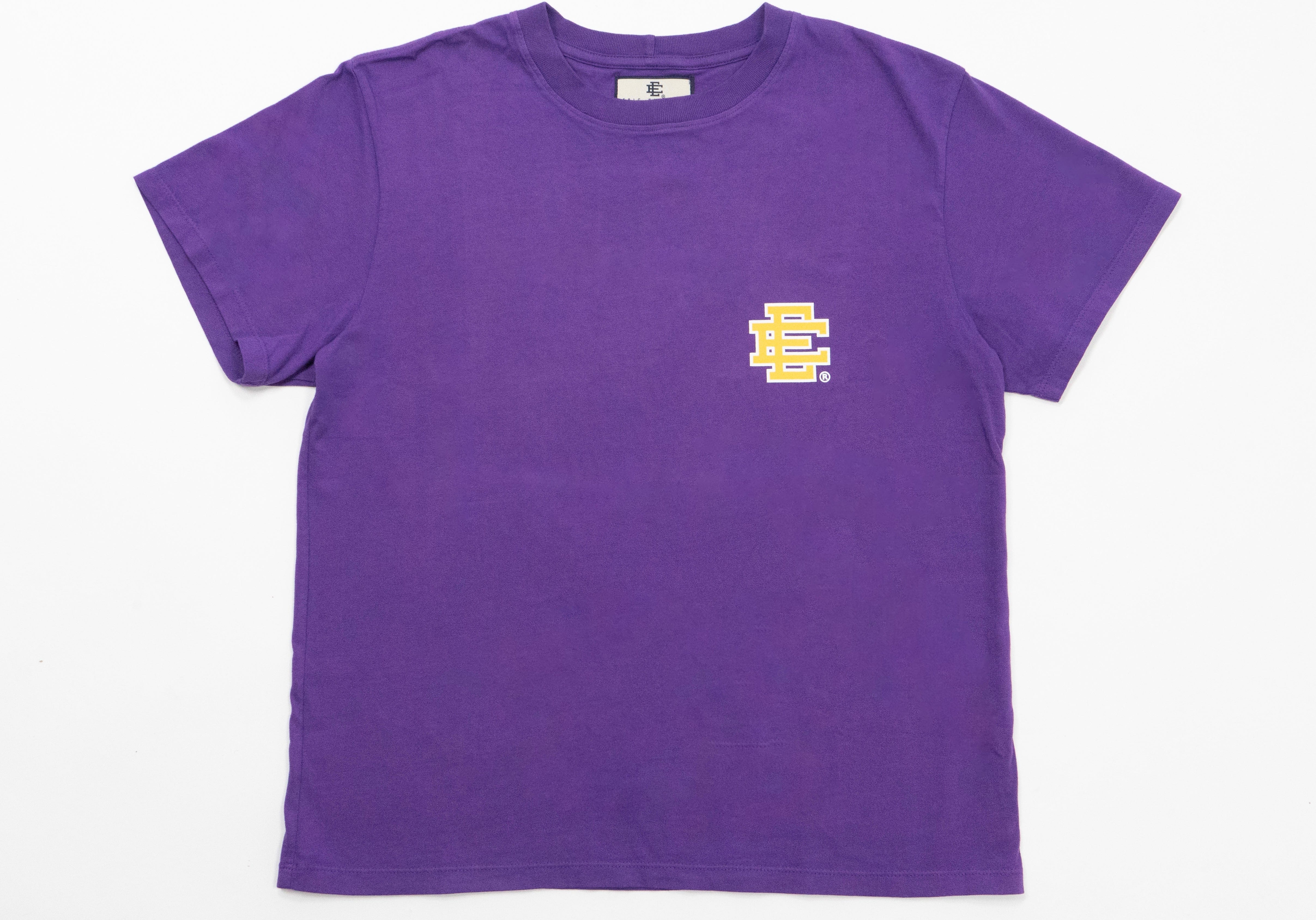 Eric Emanuel Logo Short Sleeve Tee Shirt Purple Yellow