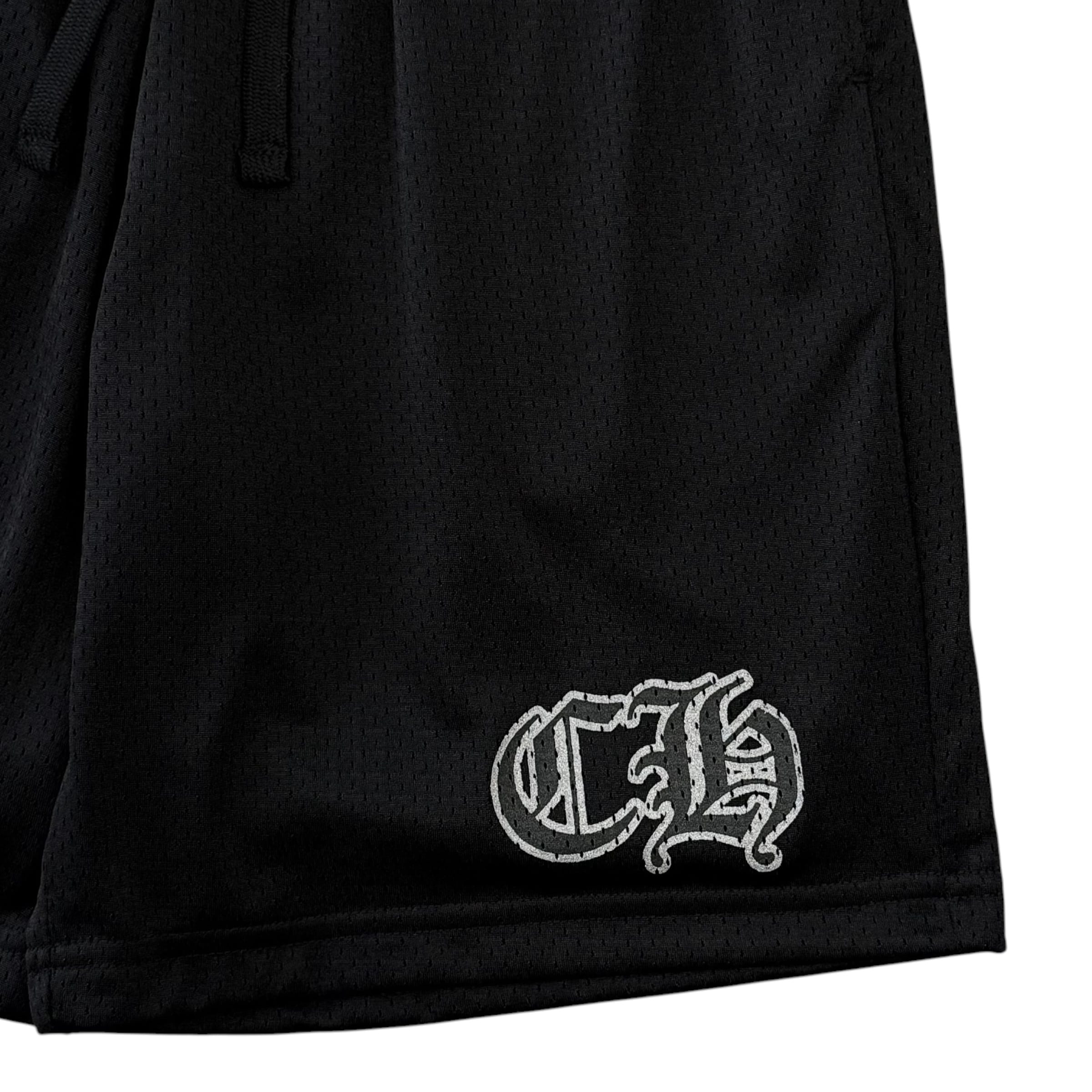 Chrome Hearts Sports Mesh Varsity Shorts Black Silver