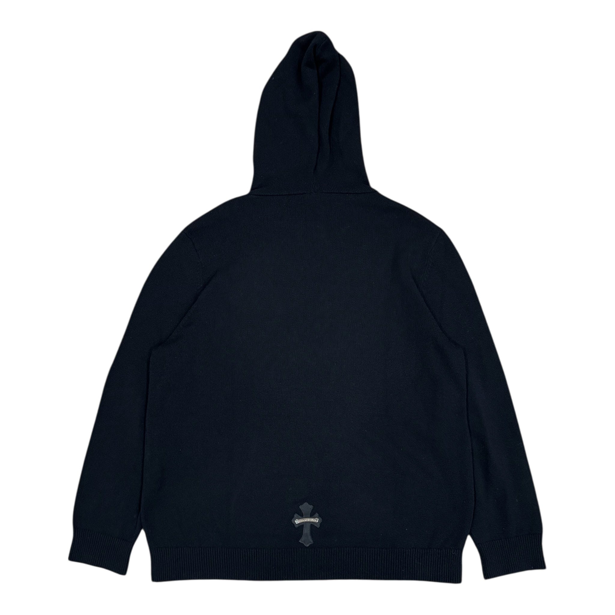 Chrome Hearts Leather Cross Patch Cashmere Hooded Sweatshirt Black
