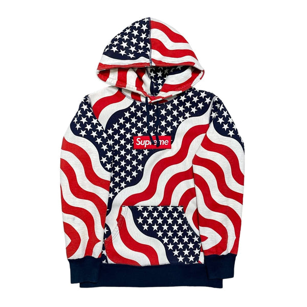 Supreme アメリカ国旗デザイン パーカー L c393fb3c-cf1a-46cd-86d6-