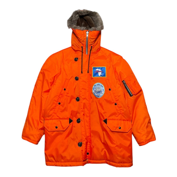 Denim Tears Longest Trip Patch Parka Jacket Orange Multi