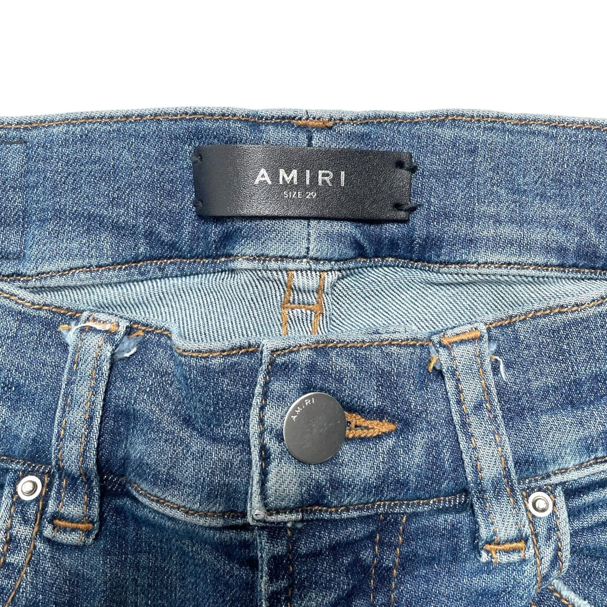 Amiri MX1 Leather Patchwork Jeans Classic Indigo White (2017)