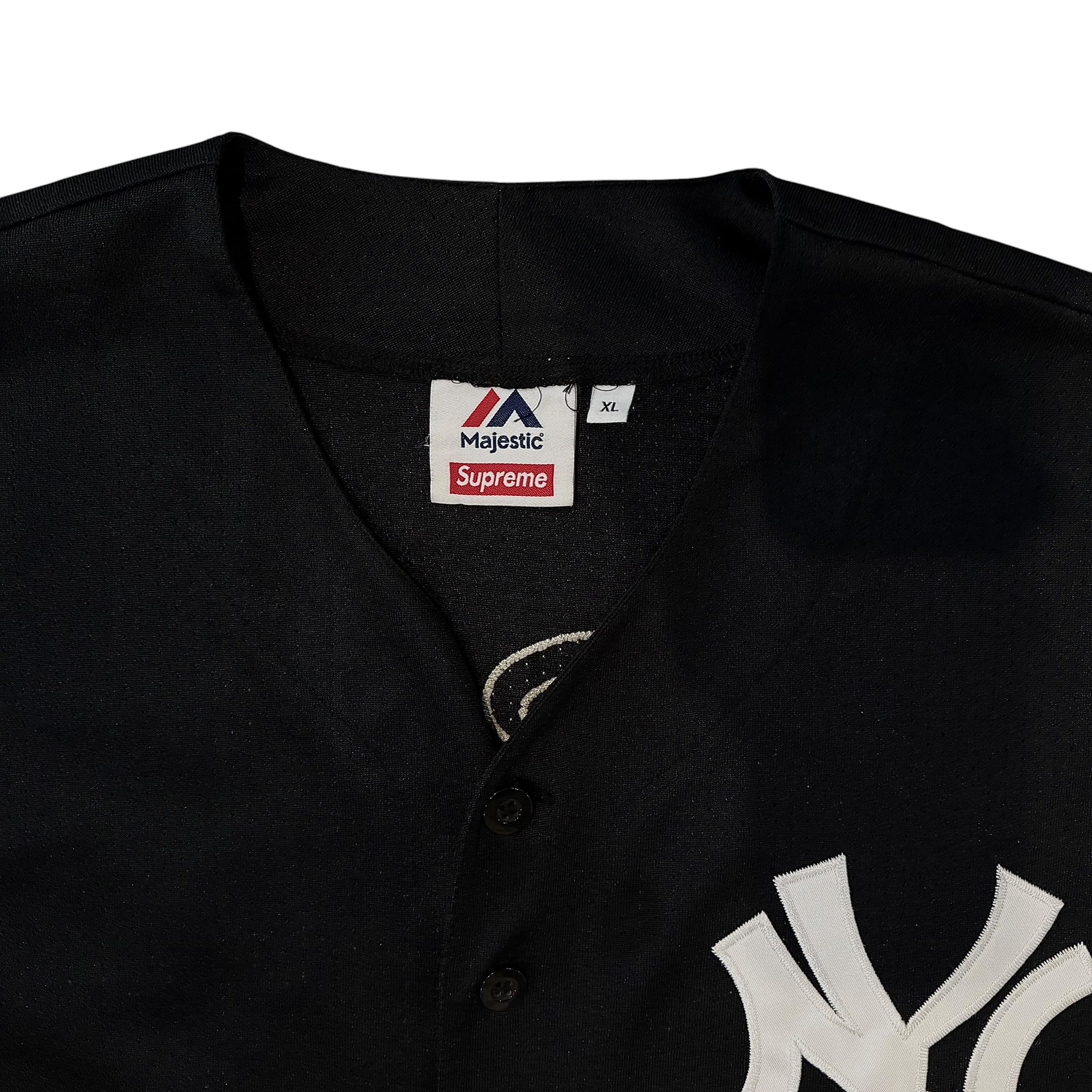 Supreme x New York Yankees Logo Baseball Jersey Black Multi Pre-Owned