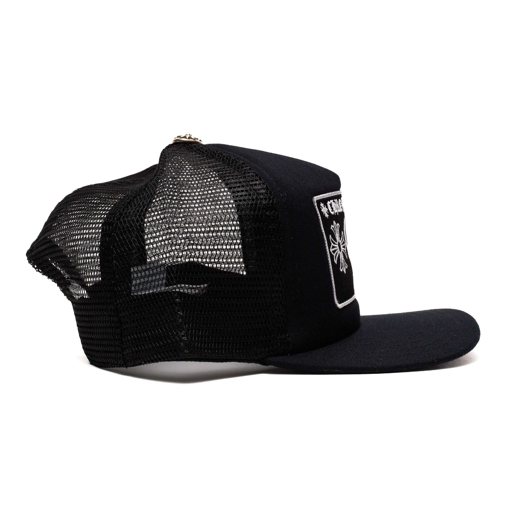 Chrome Hearts Miami Exclusive CH Patch Trucker Hat Black White