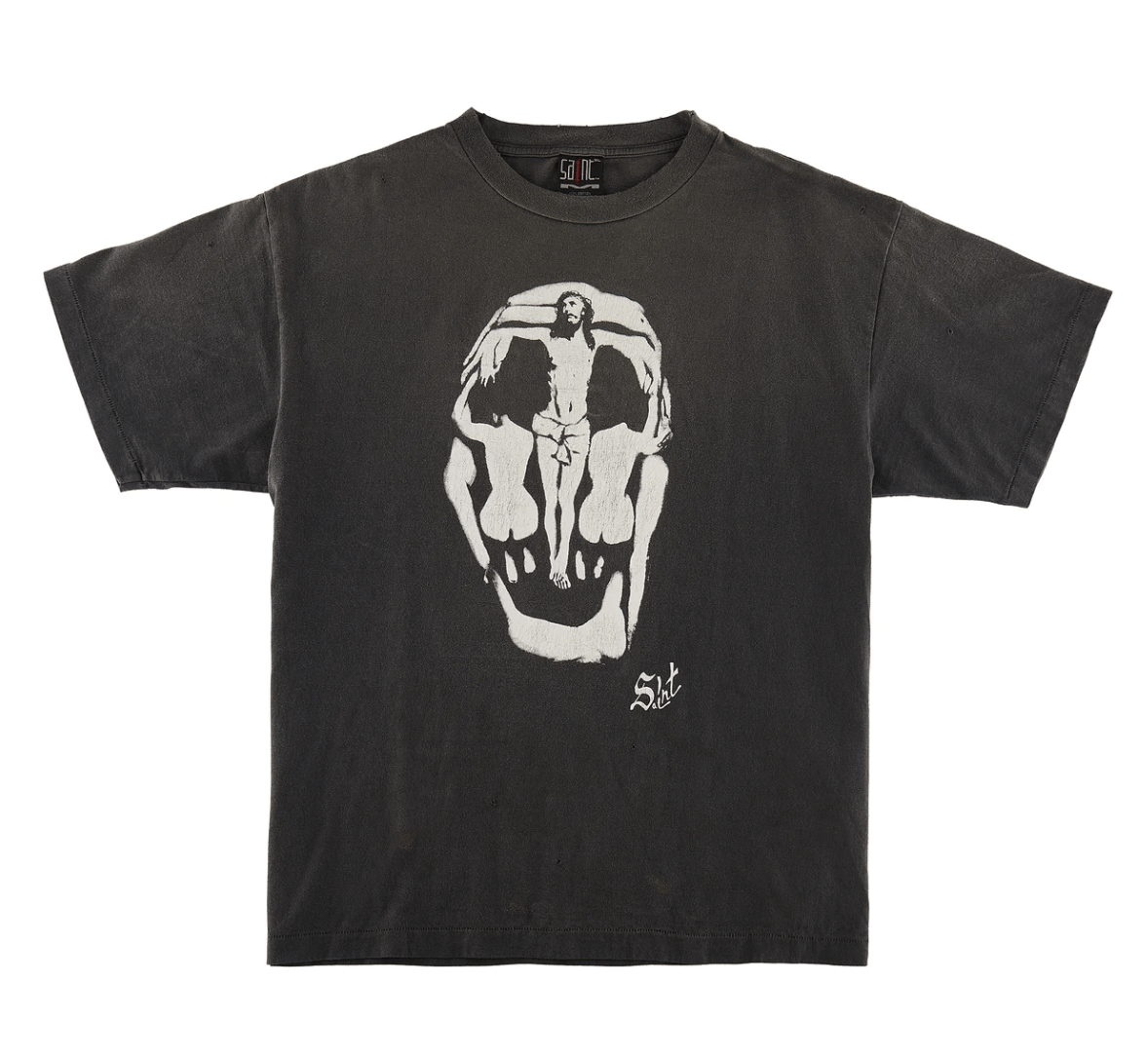 Saint Michael Skull Jesus Short Sleeve Tee Shirt Black – Origins NYC