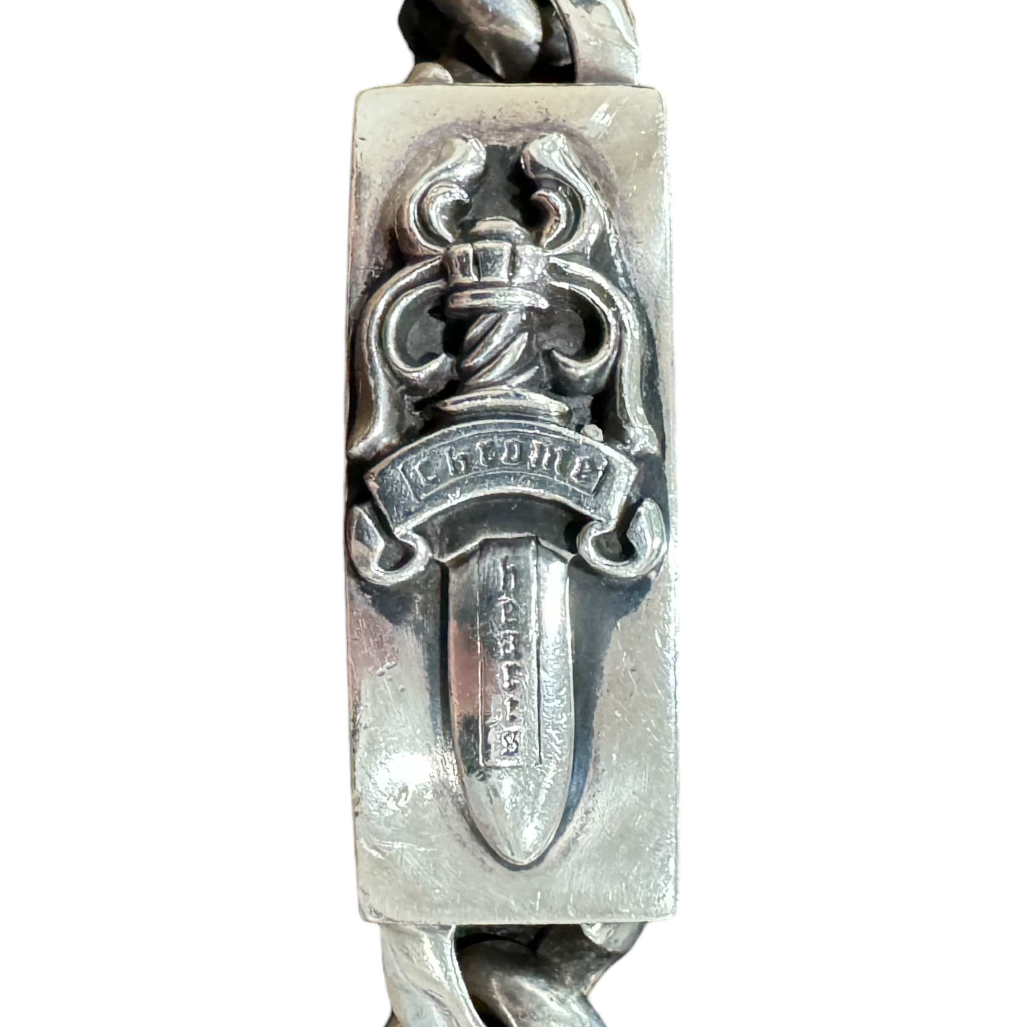 Chrome Hearts Cuban Link Dagger Crossball Bracelet Silver Pre-Owned