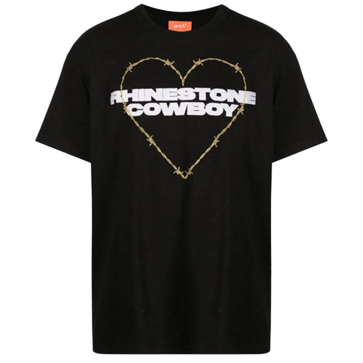 Bossi Rhinestone Cowboy Glitter Short Sleeve Tee Shirt Black