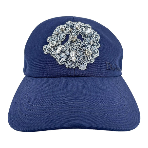 Dior x Denim Tears Crystal Wreath Logo Baseball Hat Navy Blue Multi