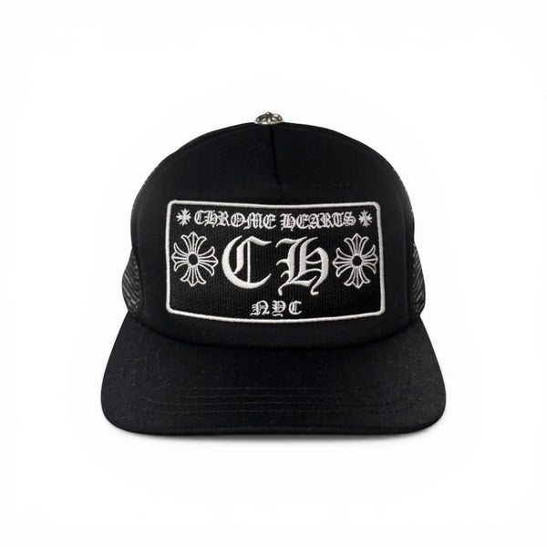 クロムハーツ CHROME HEARTS 【 CH TRUCKER CAP 】 Chrome Hearts NYC Exclusive CH Patch Trucker Hat Black White