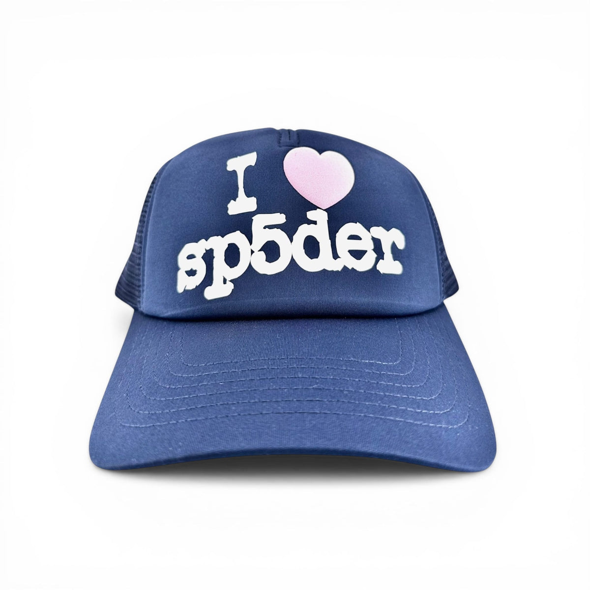 Sp5der Navy \'I ♥ Sp5der\' Trucker Hat Spider Worldwide I Heart Sp5der Logo Trucker Hat Navy Blue Multi main image 3