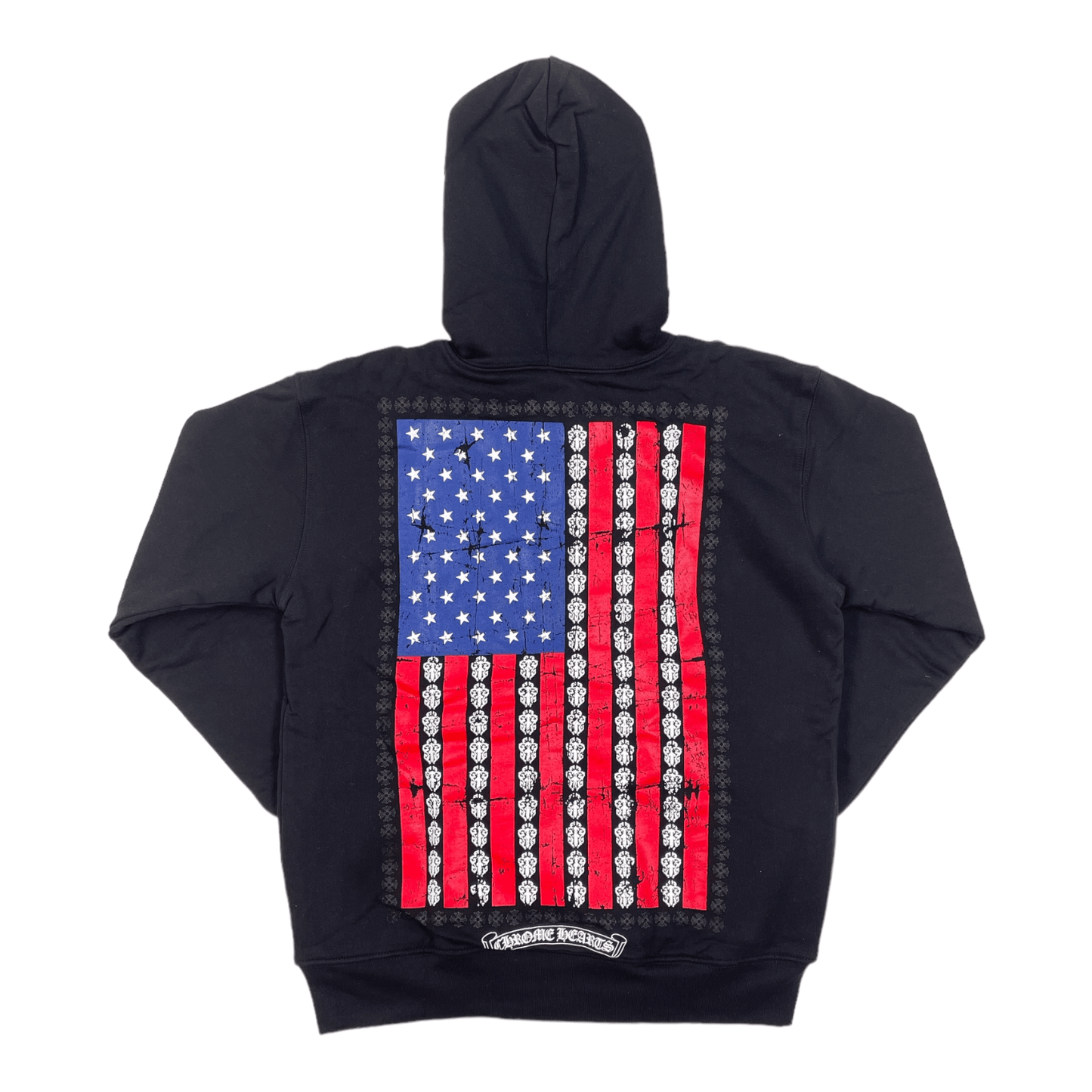 Chrome Hearts USA Flag Zip-Up Hooded Sweatshirt Black – Origins NYC