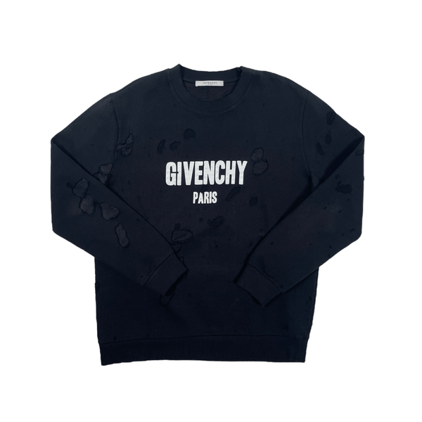 GIVENCHY トレーナー Givenchy Destroyed Logo Crewneck Sweatshirt Black Pre-Owned