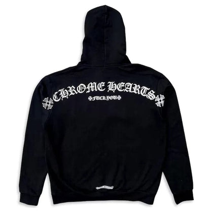 Chrome Hearts Shoulder Logo Zip Up Hooded Sweatshirt Black